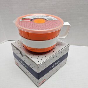 New Orange White Micro Safe Soup Noodle & Oat Large Bowl Storage Meal on the Go